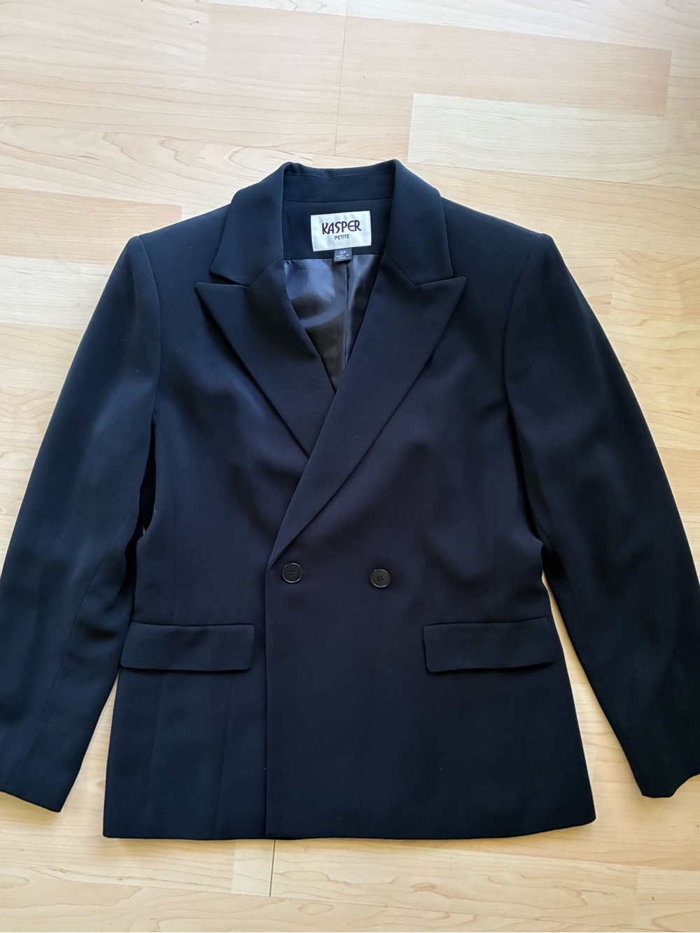Kasper Petite Double Breasted Blazer Black Size 8P